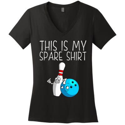 Bowling Gift Cool Bowler Spare Ball Pin Women's V-Neck T-Shirt