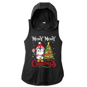 Boy Girl Christmas Pajamas Funny Penguin Ladies PosiCharge Tri-Blend Wicking Draft Hoodie Tank