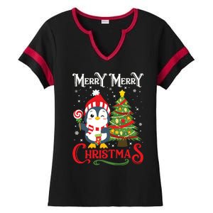 Boy Girl Christmas Pajamas Funny Penguin Ladies Halftime Notch Neck Tee