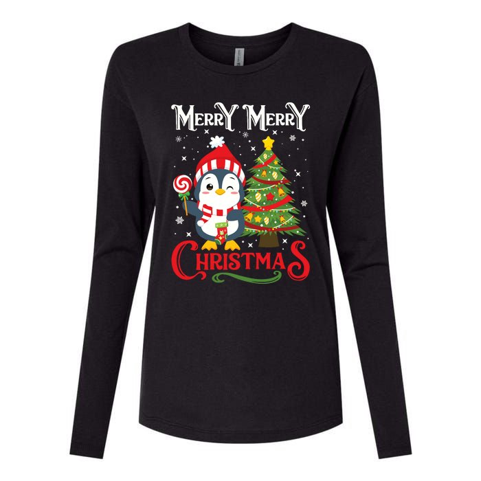 Boy Girl Christmas Pajamas Funny Penguin Womens Cotton Relaxed Long Sleeve T-Shirt