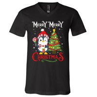 Boy Girl Christmas Pajamas Funny Penguin V-Neck T-Shirt