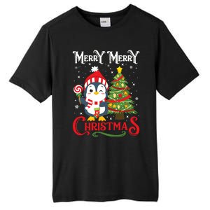 Boy Girl Christmas Pajamas Funny Penguin Tall Fusion ChromaSoft Performance T-Shirt