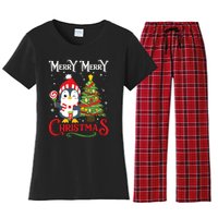 Boy Girl Christmas Pajamas Funny Penguin Women's Flannel Pajama Set