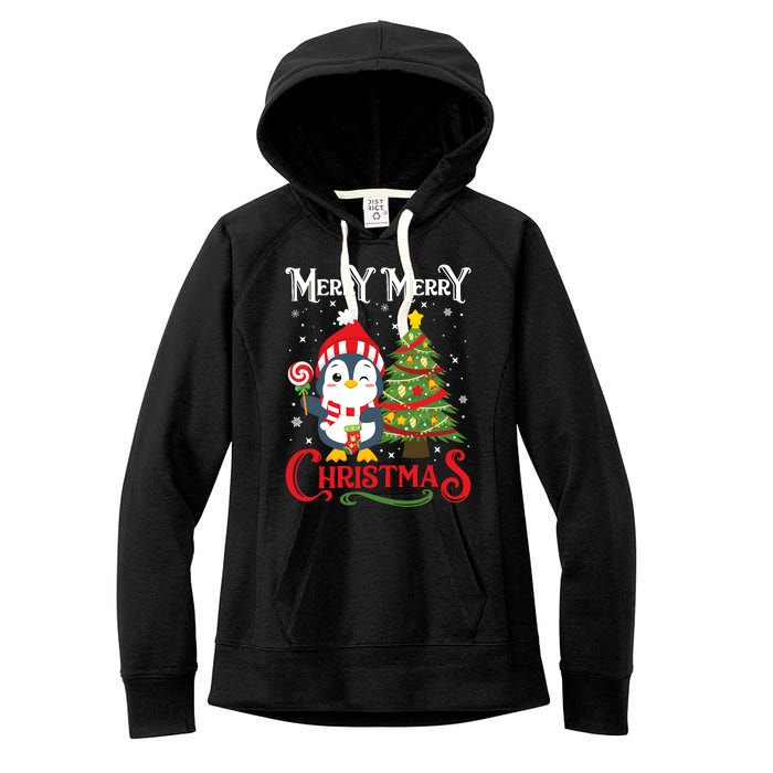 Boy Girl Christmas Pajamas Funny Penguin Women's Fleece Hoodie