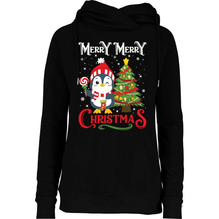 Boy Girl Christmas Pajamas Funny Penguin Womens Funnel Neck Pullover Hood