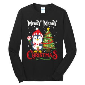 Boy Girl Christmas Pajamas Funny Penguin Tall Long Sleeve T-Shirt