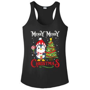 Boy Girl Christmas Pajamas Funny Penguin Ladies PosiCharge Competitor Racerback Tank