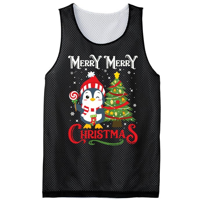 Boy Girl Christmas Pajamas Funny Penguin Mesh Reversible Basketball Jersey Tank