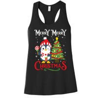 Boy Girl Christmas Pajamas Funny Penguin Women's Racerback Tank