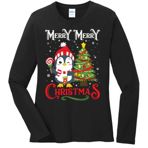 Boy Girl Christmas Pajamas Funny Penguin Ladies Long Sleeve Shirt