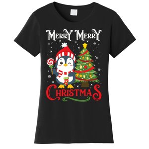 Boy Girl Christmas Pajamas Funny Penguin Women's T-Shirt