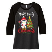 Boy Girl Christmas Pajamas Funny Penguin Women's Tri-Blend 3/4-Sleeve Raglan Shirt