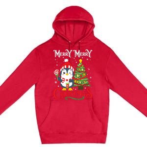 Boy Girl Christmas Pajamas Funny Penguin Premium Pullover Hoodie