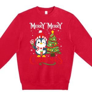 Boy Girl Christmas Pajamas Funny Penguin Premium Crewneck Sweatshirt