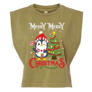 Boy Girl Christmas Pajamas Funny Penguin Garment-Dyed Women's Muscle Tee