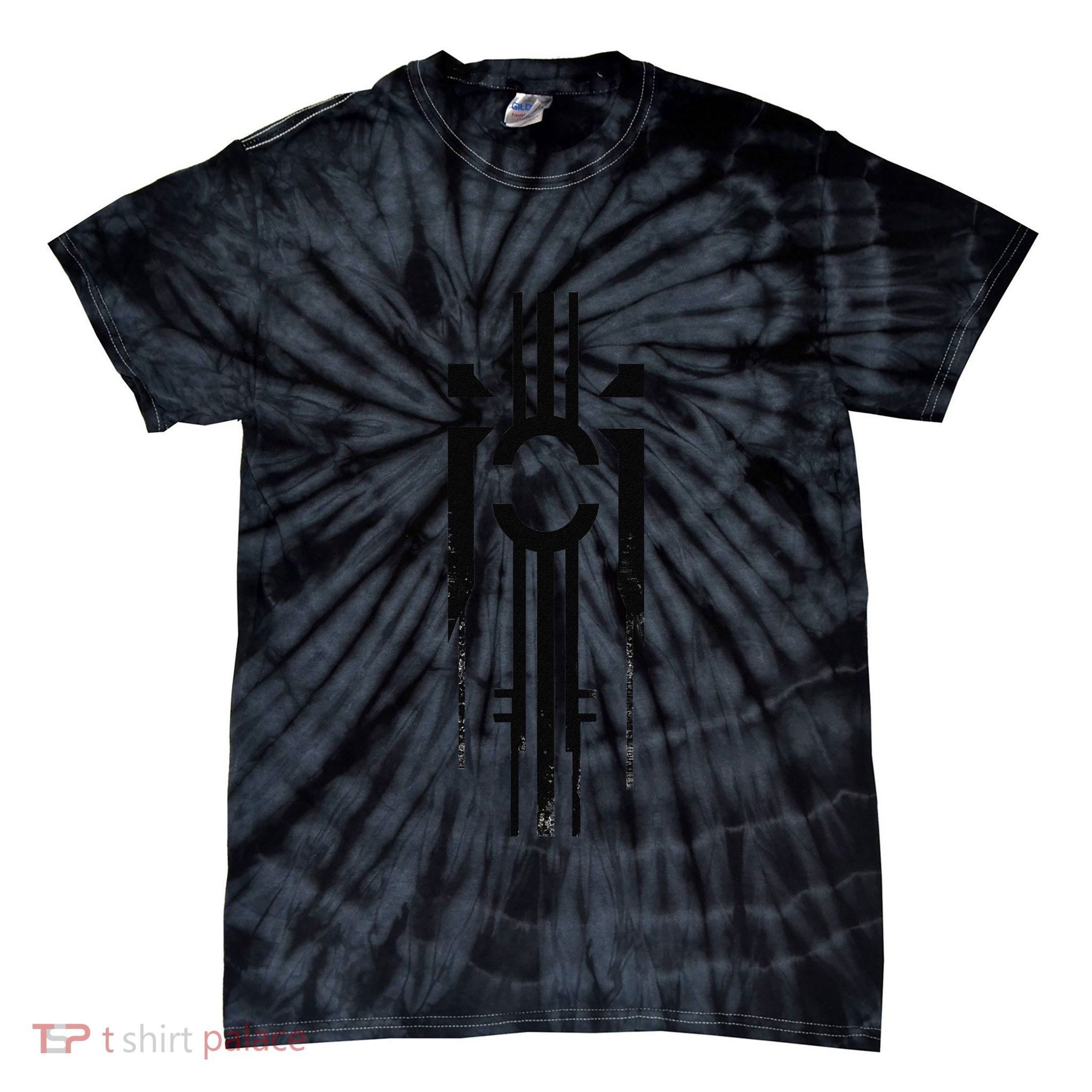 Black Geometric Cool Tie-Dye T-Shirt