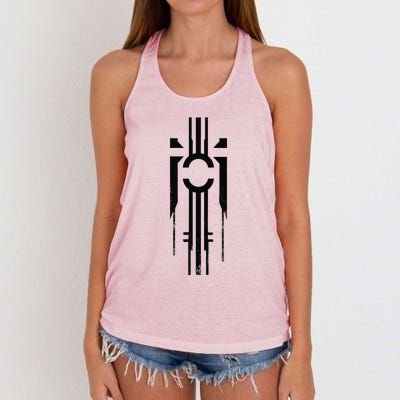 Black Geometric Cool Women's Knotted Racerback Tank