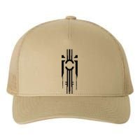 Black Geometric Cool Yupoong Adult 5-Panel Trucker Hat