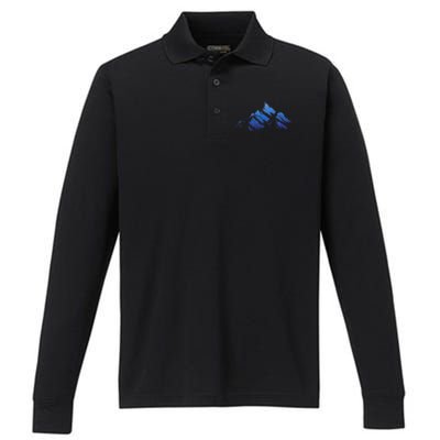 Blue Gradient Cool Performance Long Sleeve Polo