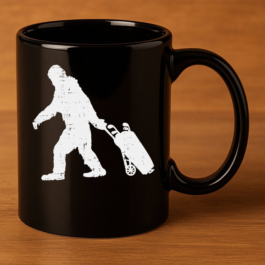 Bigfoot Golf Club And Ball Sports Funny Sasquatch 11oz C Handle Ceramic Mug