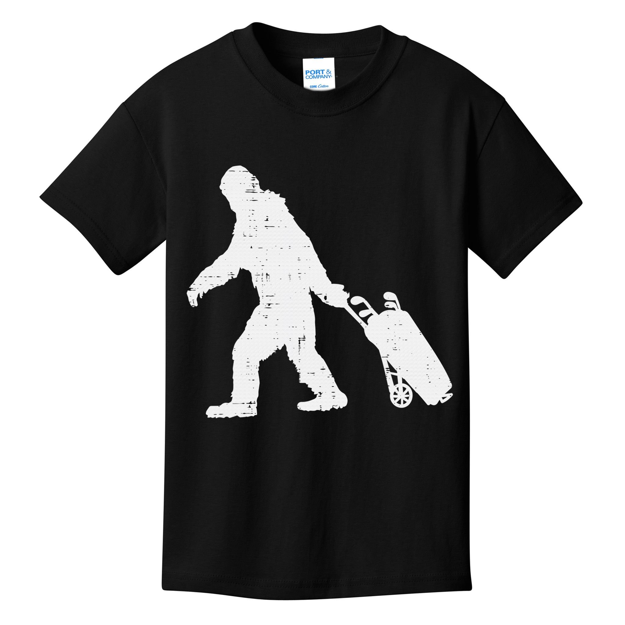 Bigfoot Golf Club And Ball Sports Funny Sasquatch Kids T-Shirt