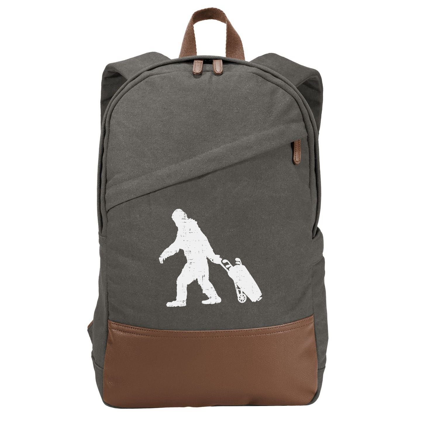 Bigfoot Golf Club And Ball Sports Funny Sasquatch Cotton Canvas Backpack