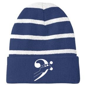 Bass Guitar Clef Bassist Musician Music Bass Player Gift Striped Beanie with Solid Band