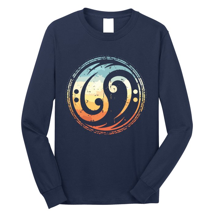 Bass Guitar Clef Yin Yang Vintage For Bassist Bass Player Long Sleeve Shirt