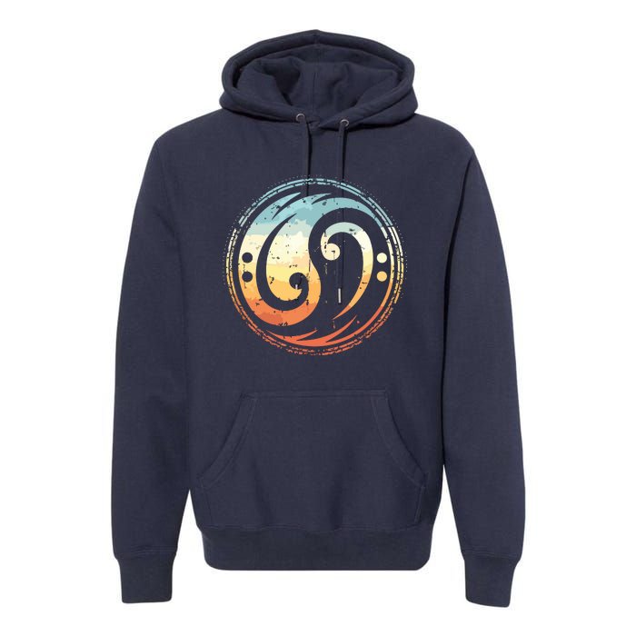 Bass Guitar Clef Yin Yang Vintage For Bassist Bass Player Premium Hoodie