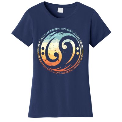 Bass Guitar Clef Yin Yang Vintage For Bassist Bass Player Women's T-Shirt