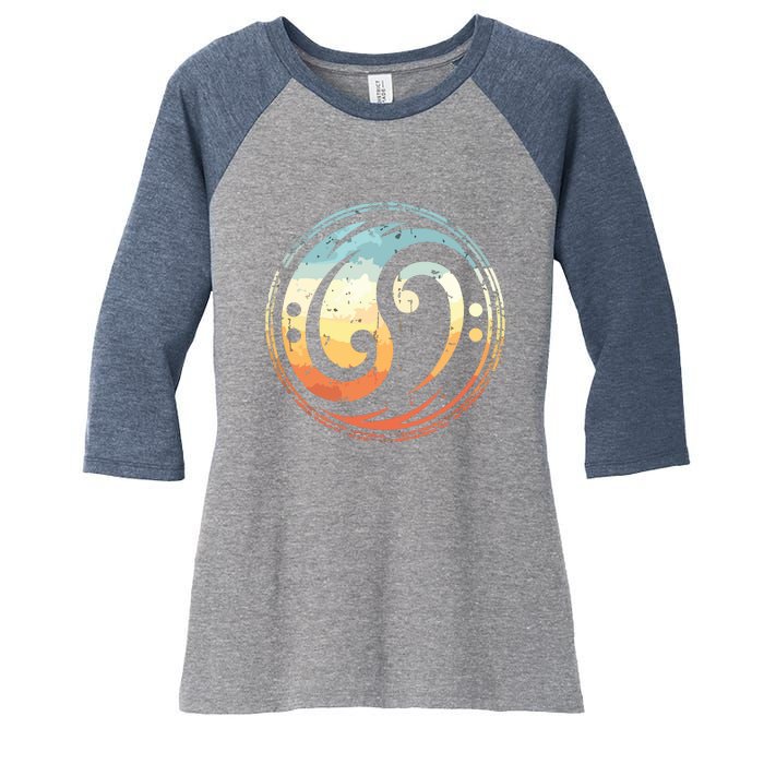 Bass Guitar Clef Yin Yang Vintage For Bassist Bass Player Women's Tri-Blend 3/4-Sleeve Raglan Shirt