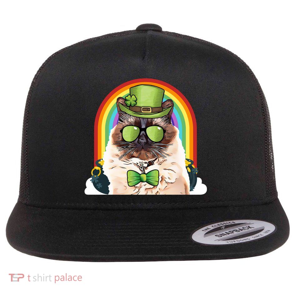 Balinesecute Giftjavanese Cat Leprechaun Funny St Patricks Day Cute Gift Flat Bill Trucker Hat
