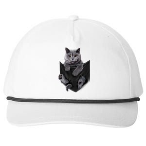 British Grey Cat In Pocket S Cats Gifts Snapback Five-Panel Rope Hat