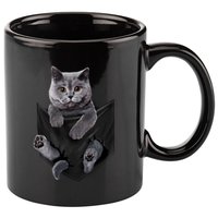 British Grey Cat In Pocket S Cats Gifts 11oz C Handle Ceramic Mug