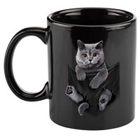 British Grey Cat In Pocket S Cats Gifts 11oz C Handle Ceramic Mug