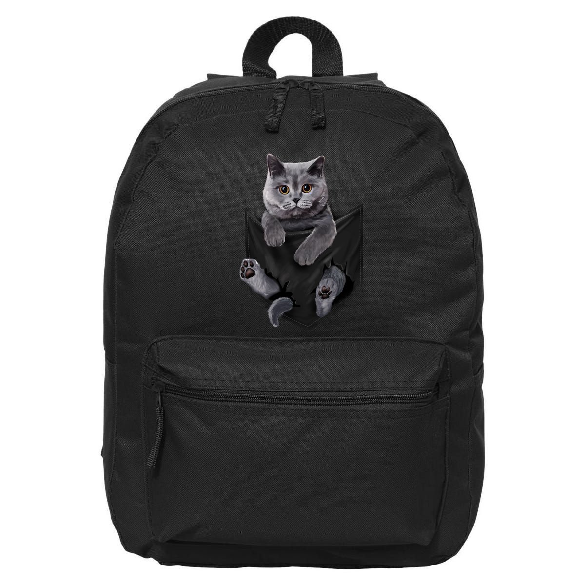 British Grey Cat In Pocket S Cats Gifts 16 in Basic Backpack