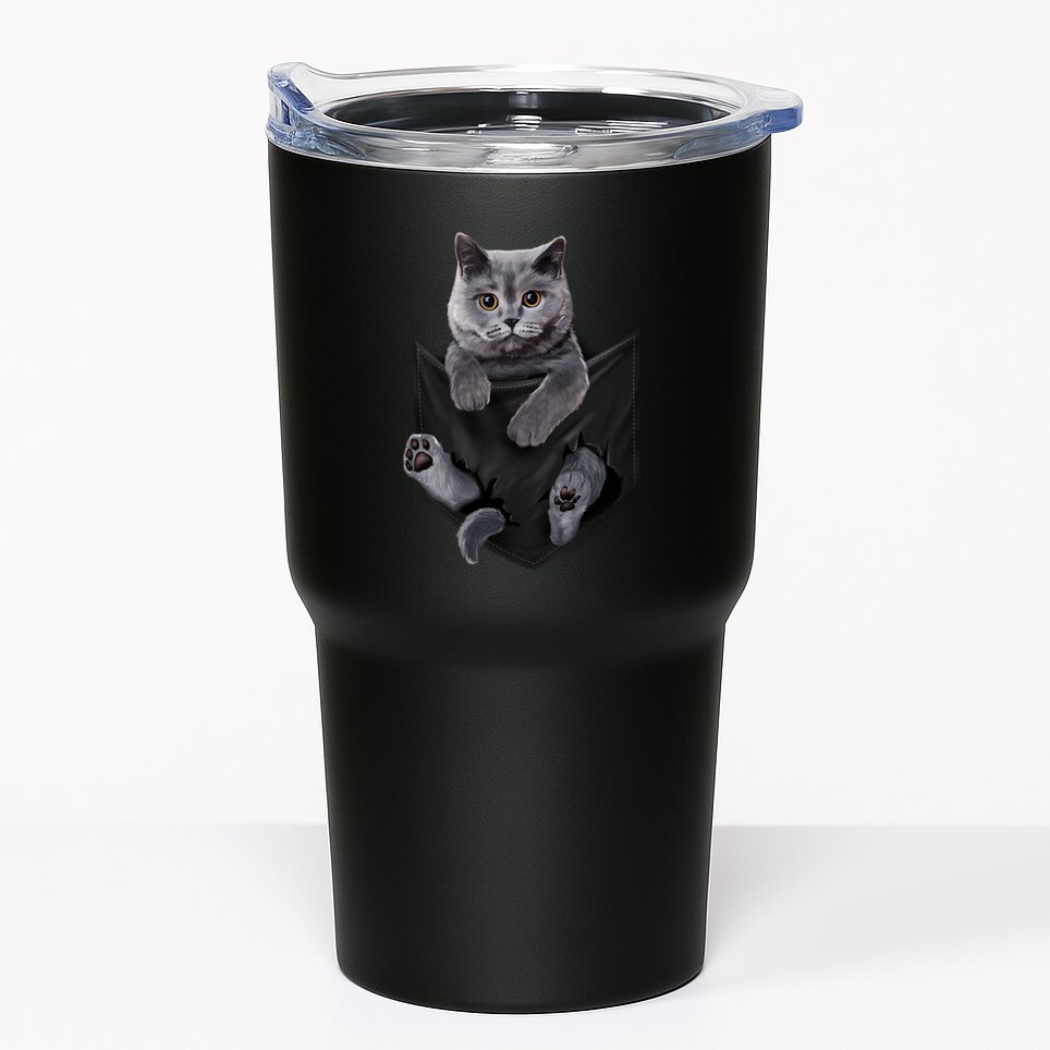 British Grey Cat In Pocket S Cats Gifts Tumbler