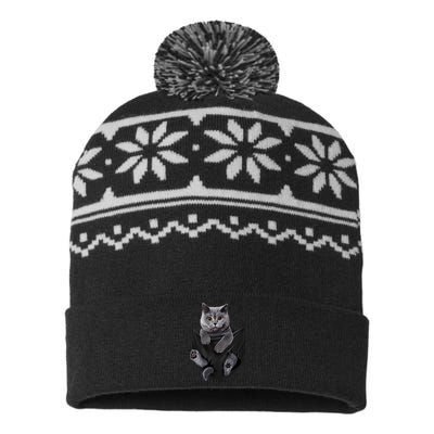 British Grey Cat In Pocket S Cats Gifts USA-Made Snowflake Beanie