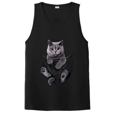 British Grey Cat In Pocket S Cats Gifts PosiCharge Competitor Tank