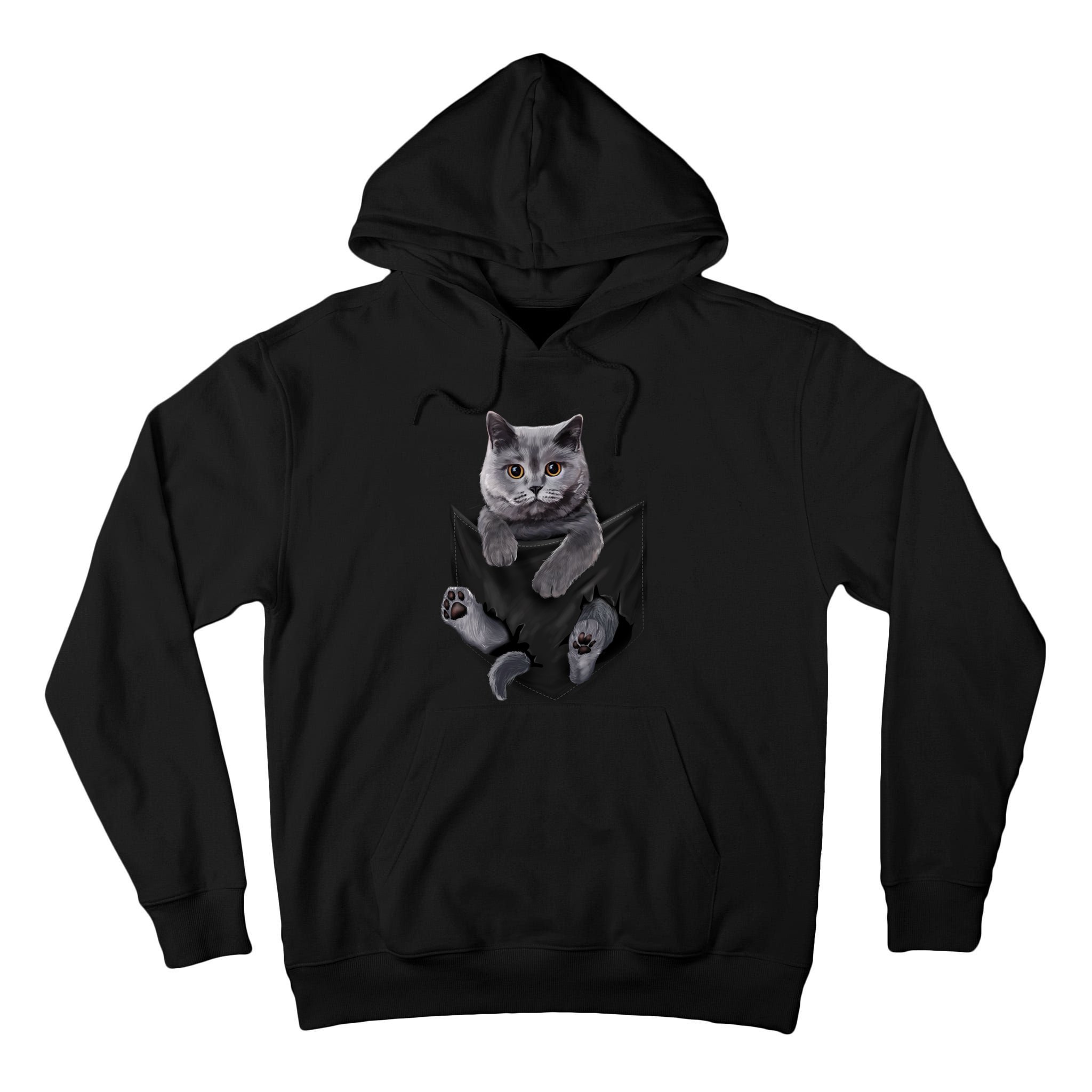 British Grey Cat In Pocket S Cats Gifts Tall Hoodie