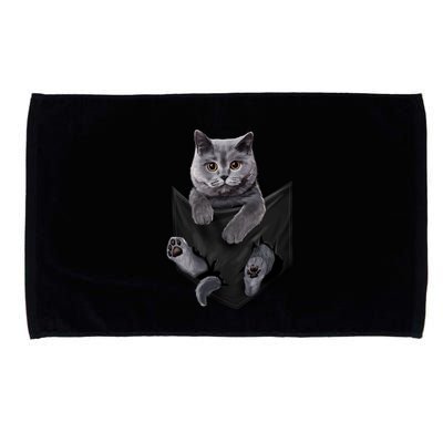 British Grey Cat In Pocket S Cats Gifts Microfiber Hand Towel