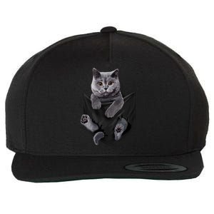 British Grey Cat In Pocket S Cats Gifts Wool Snapback Cap