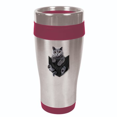 British Grey Cat In Pocket S Cats Gifts 16oz Travel Tumbler