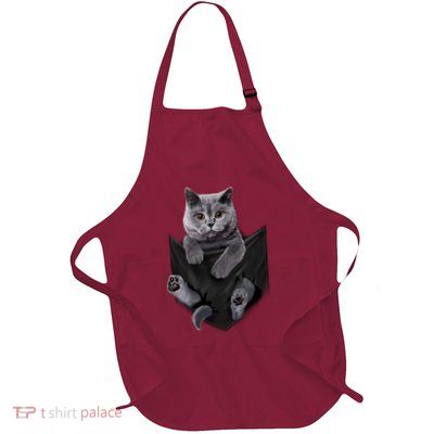 British Grey Cat In Pocket S Cats Gifts Apron