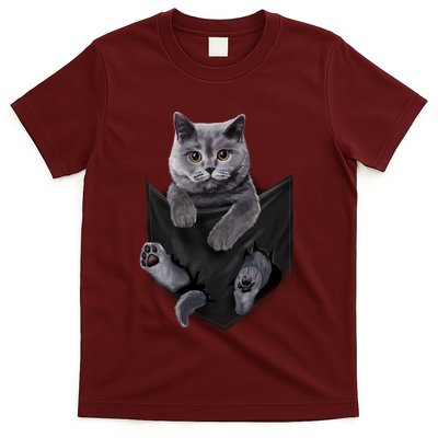 British Grey Cat In Pocket S Cats Gifts T-Shirt