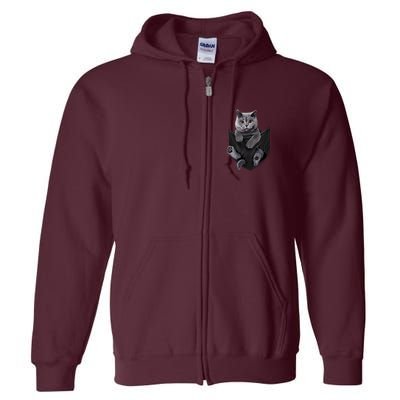 British Grey Cat In Pocket S Cats Gifts Full Zip Hoodie