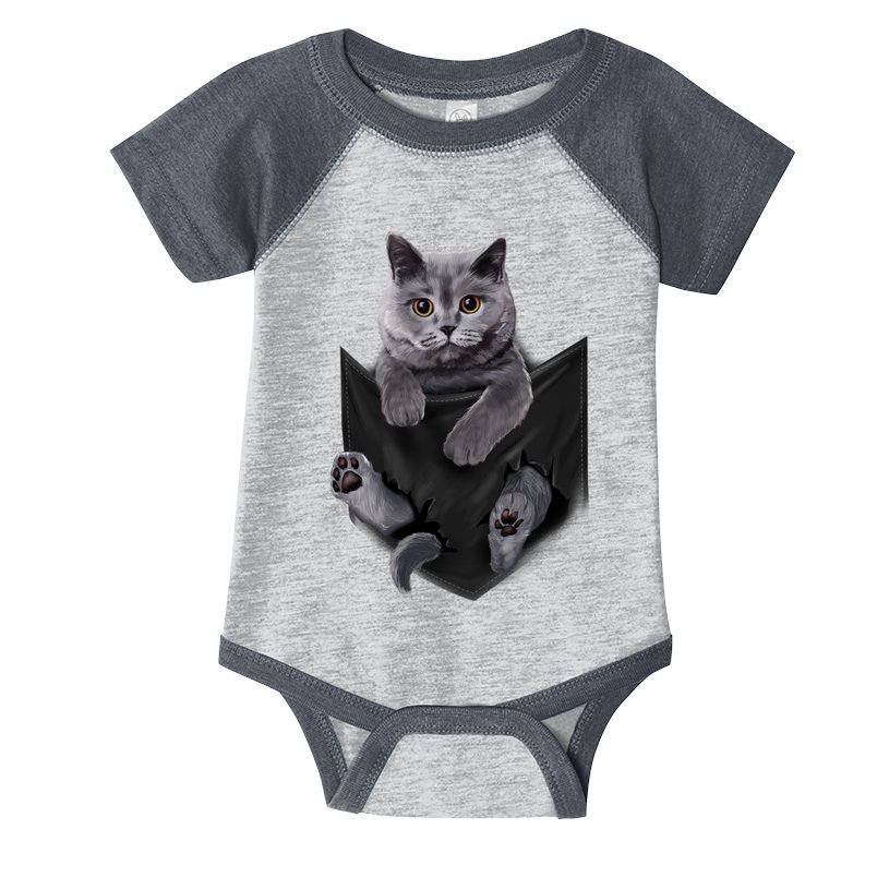 British Grey Cat In Pocket S Cats Gifts Infant Baby Jersey Bodysuit