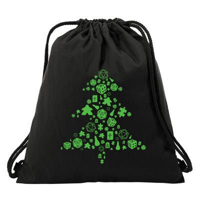 Board Gamer Christmas Tree Meeple And Dice Tabletop Gift Drawstring Bag