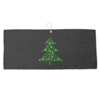 Board Gamer Christmas Tree Meeple And Dice Tabletop Gift Large Microfiber Waffle Golf Towel