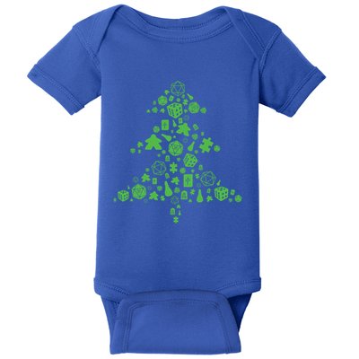 Board Gamer Christmas Tree Meeple And Dice Tabletop Gift Baby Bodysuit